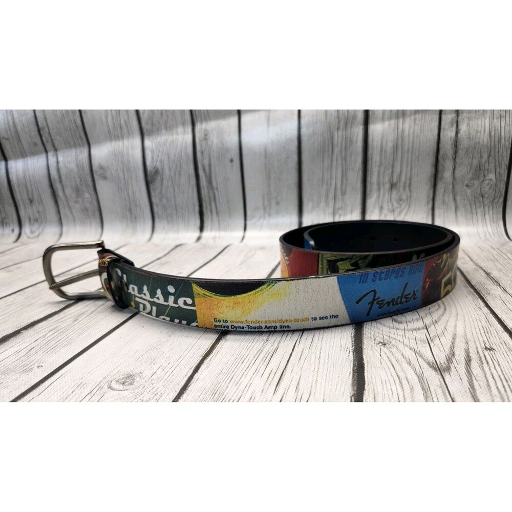 Fender Guitar Amp Graphic Genuine Bonded 40 Leather Belt Rare Rockabilly Style
